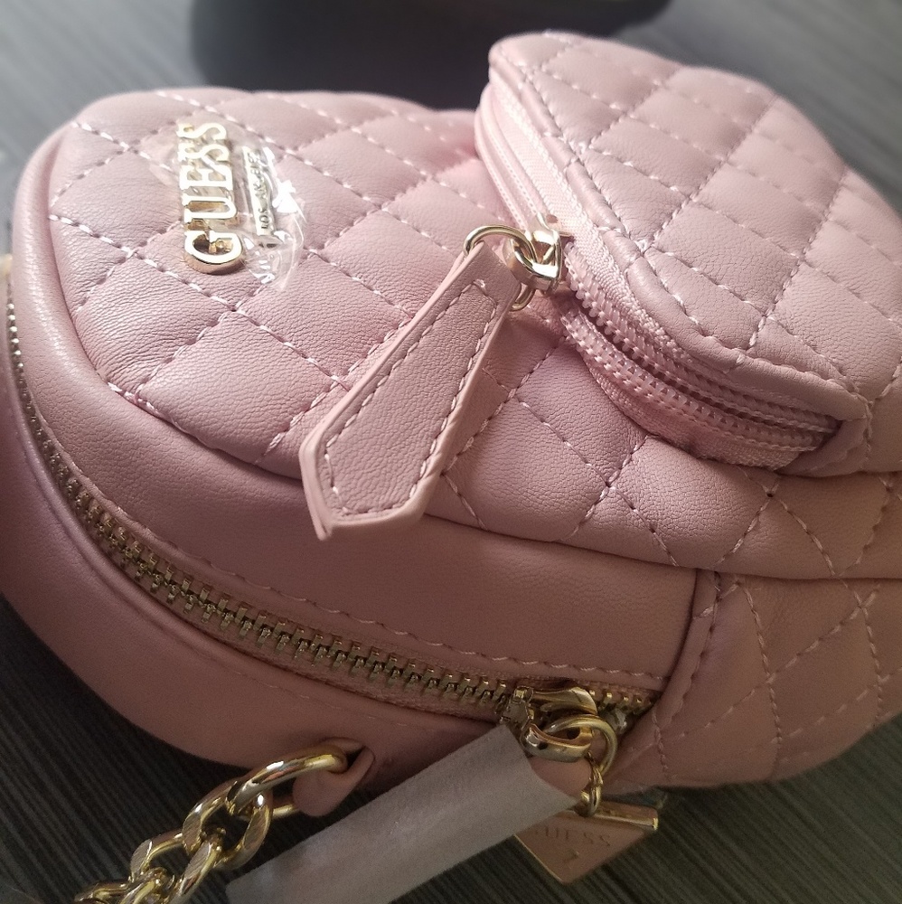 NWT pink Faux Leather Quilted Mini Backpack - Picture 5 of 8